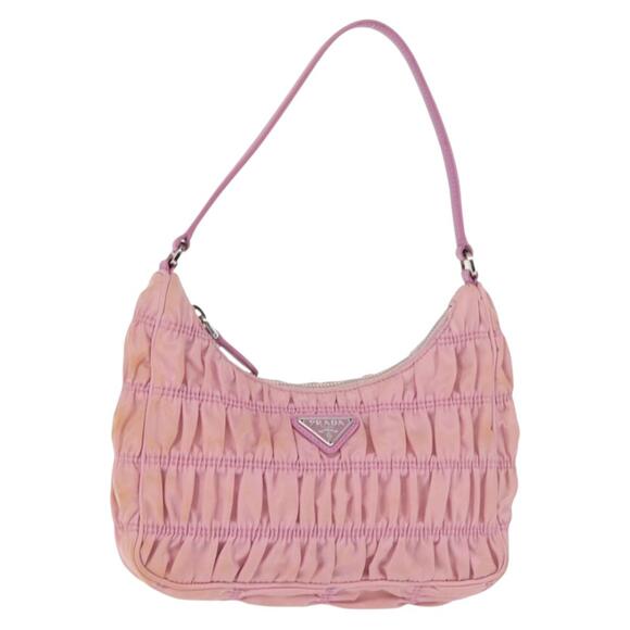 PRADA Shoulder Bag Nylon Pink Silver - Picture 1 of 12